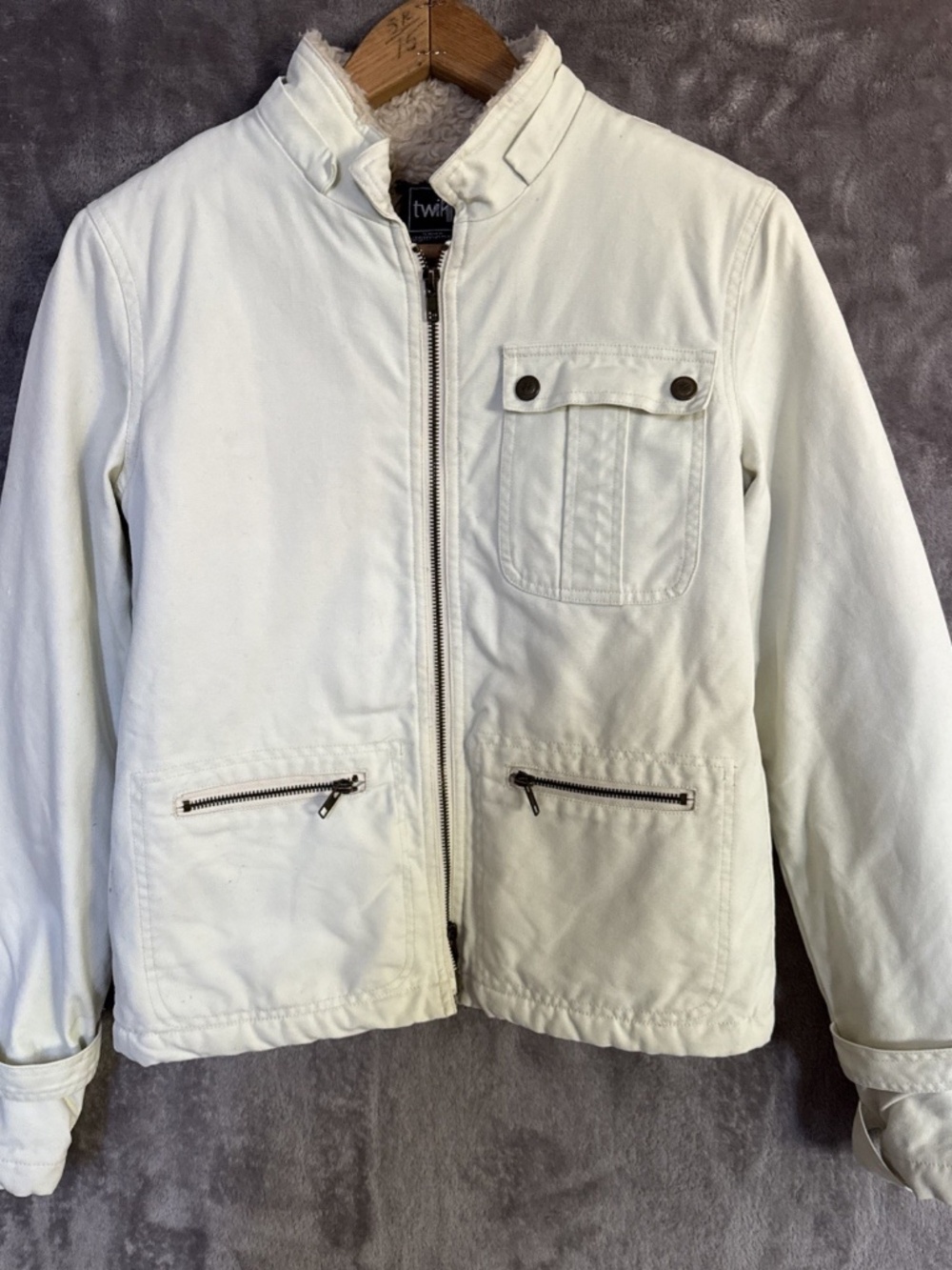 🤍 Vintage-Inspired Twik Ski Jacket | Sherpa Lined | Women’s M | Cream/Yellow